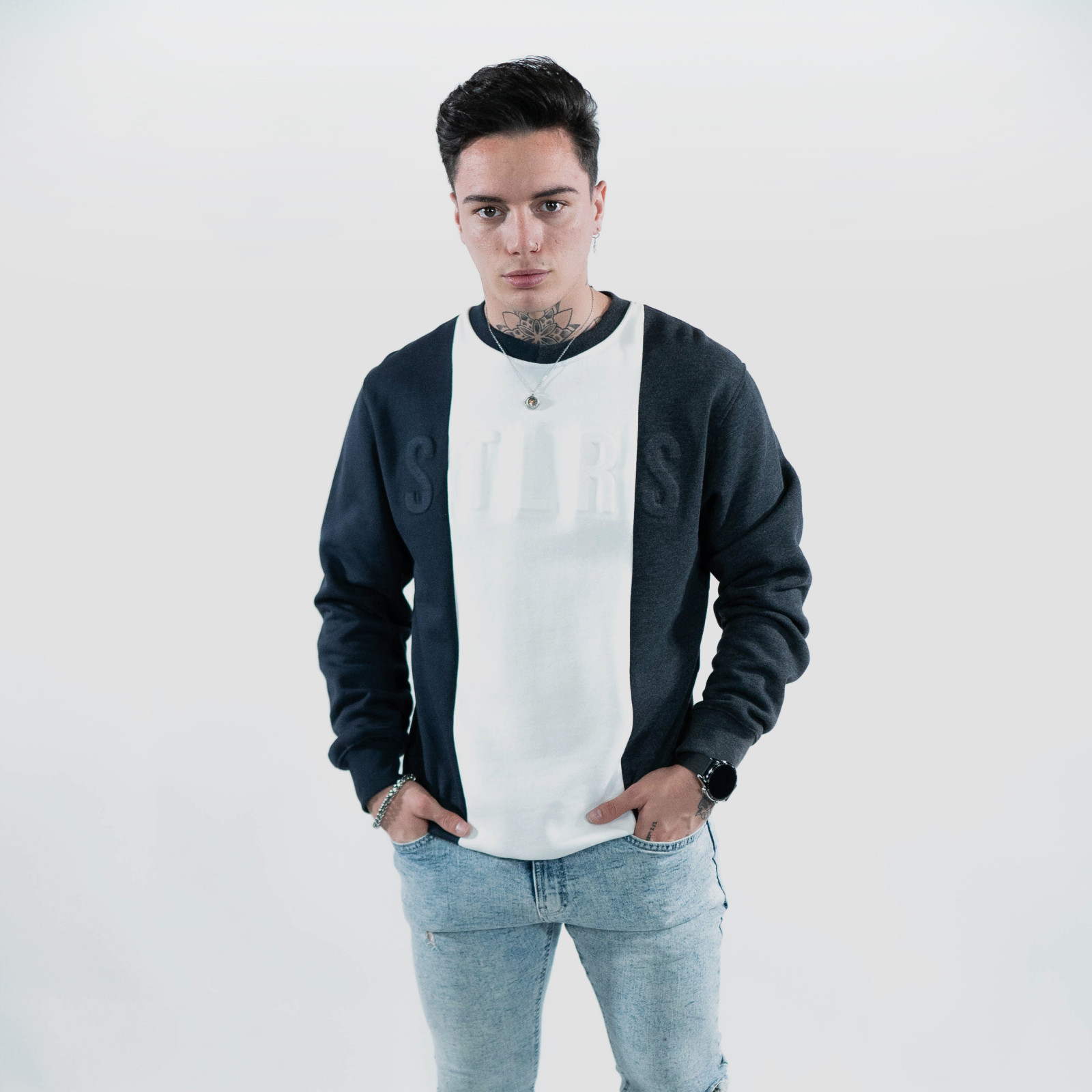 Dark Blue Tricolor Crewneck